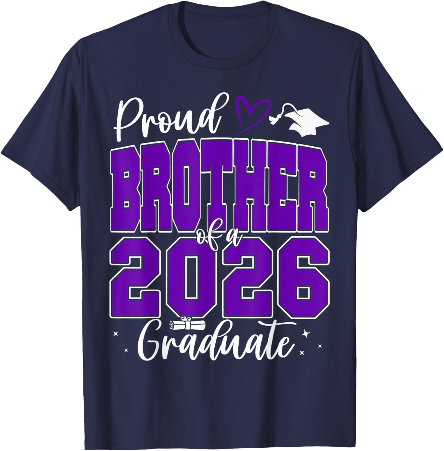 Proud Brother of a Class of 2026 Graduate Senior Graduation T-Shirt - T-Shirt | Navy