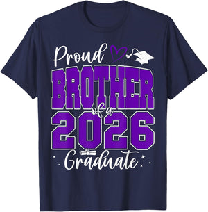 Proud Brother of a Class of 2026 Graduate Senior Graduation T-Shirt - T-Shirt | Navy