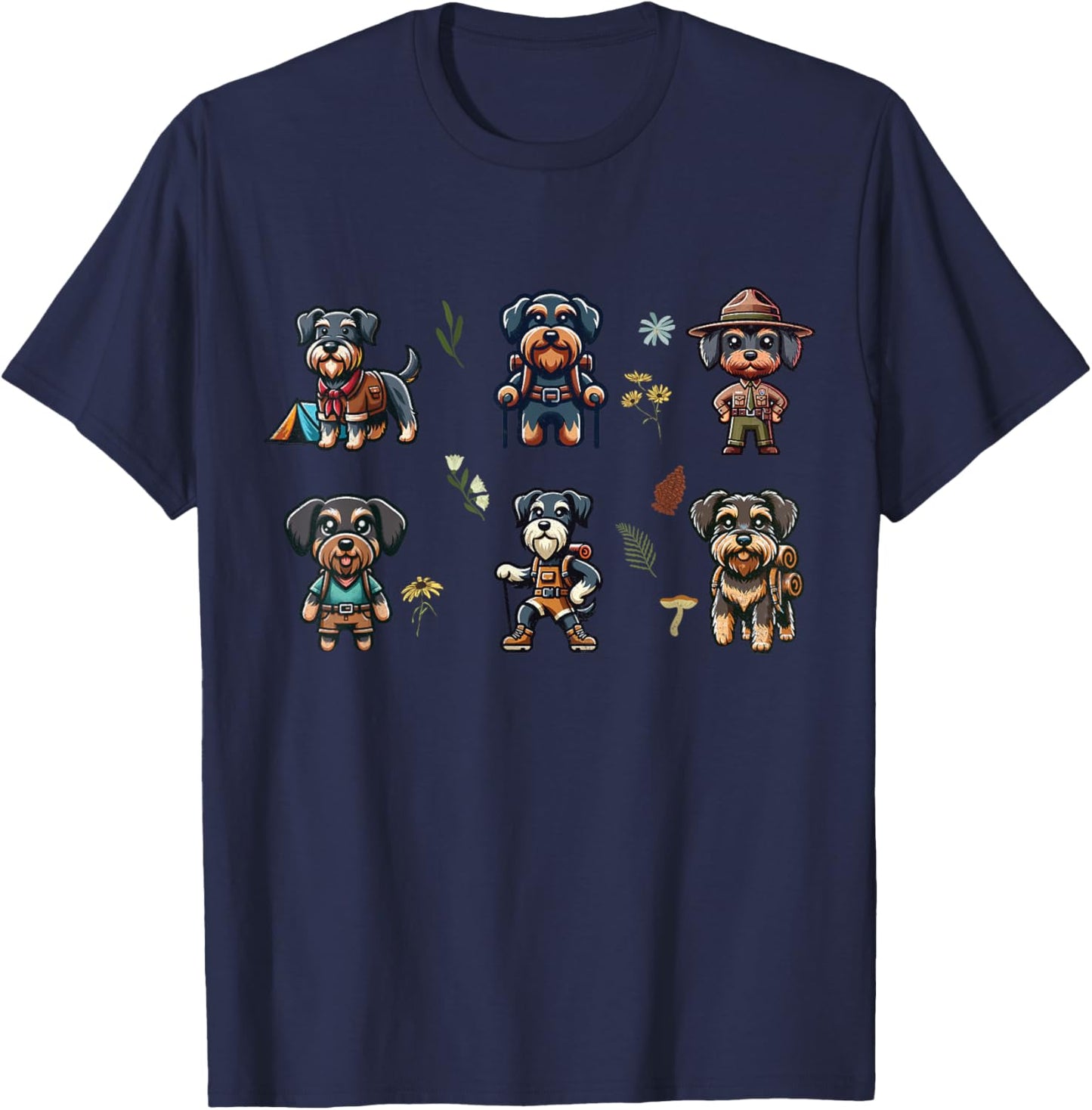 Schnoxie and Schnauzer Dogs Hiking Outdoor Adventure T-Shirt - T-Shirt | Navy