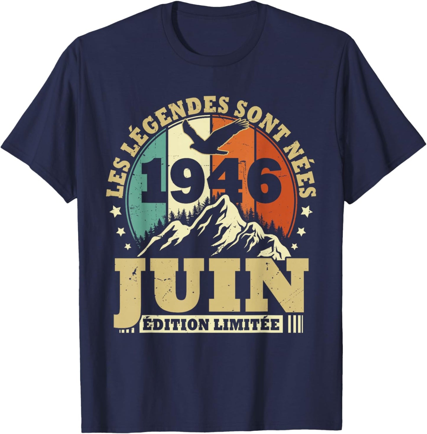 Les Légendes sont Nées en Juin 1946 Anniversaire 80 Ans T-Shirt - T-Shirt | Navy