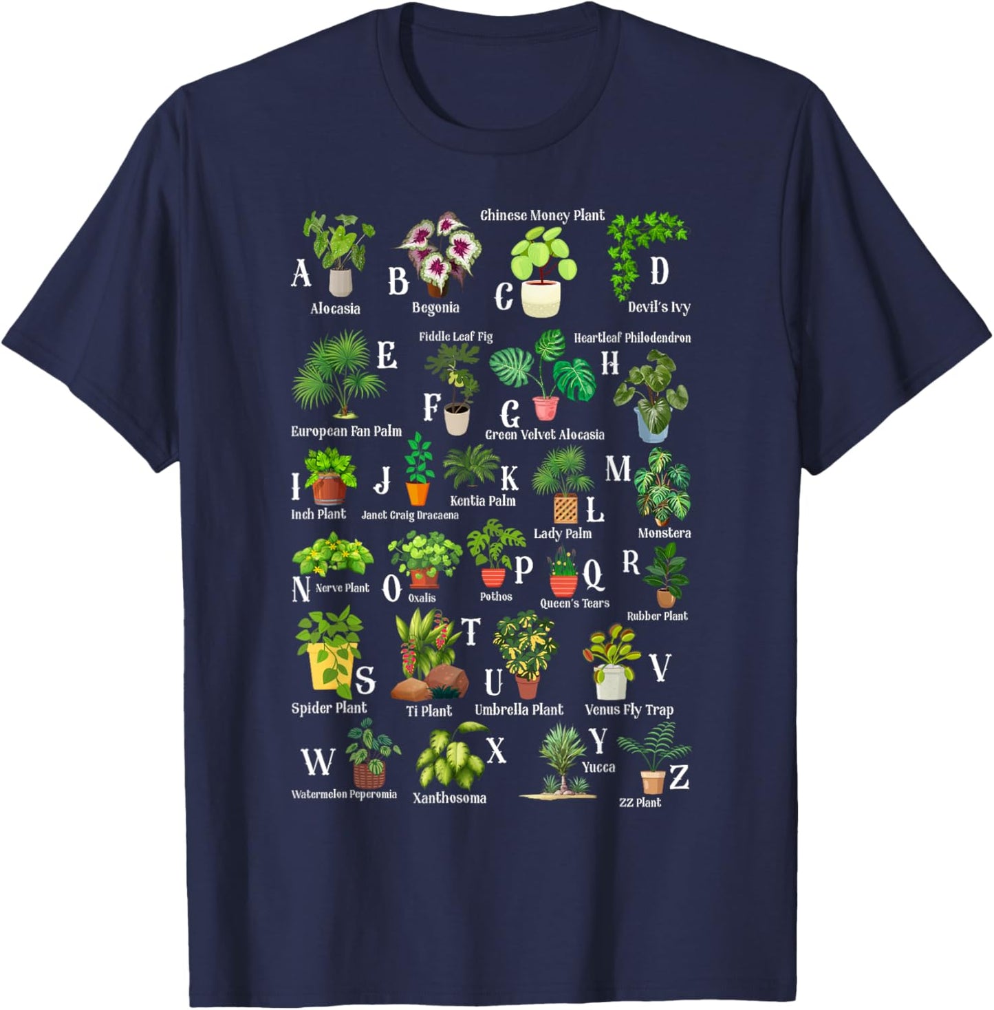 Plant Alphabet Learning ABCs Gardener Gardening Lover T-Shirt - T-Shirt | Navy