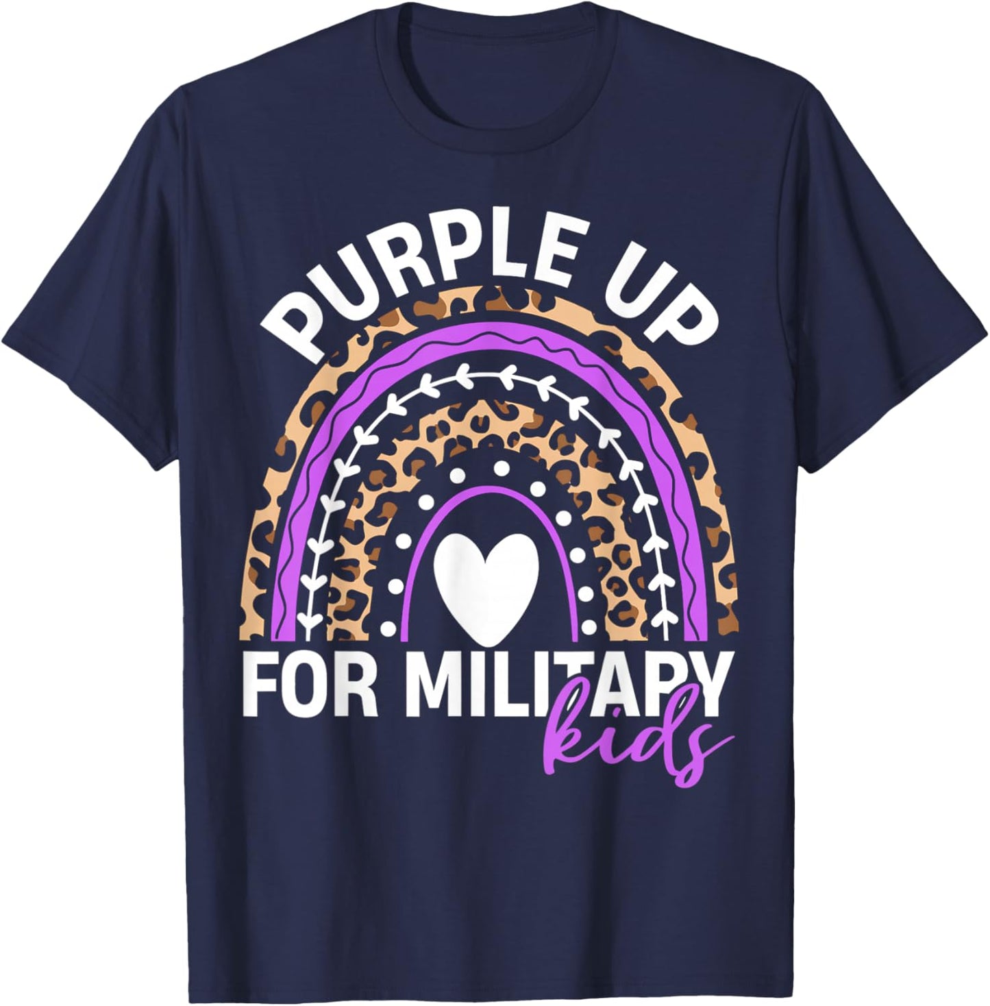 Purple Up for Military Kids Month Military Child Rainbow T-Shirt - T-Shirt | Navy