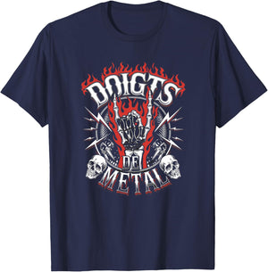 Doigts De Metal Cadeau Heavy Ultra Hardrock Vomit Humour Haut de Gamme T-Shirt - T-Shirt | Navy