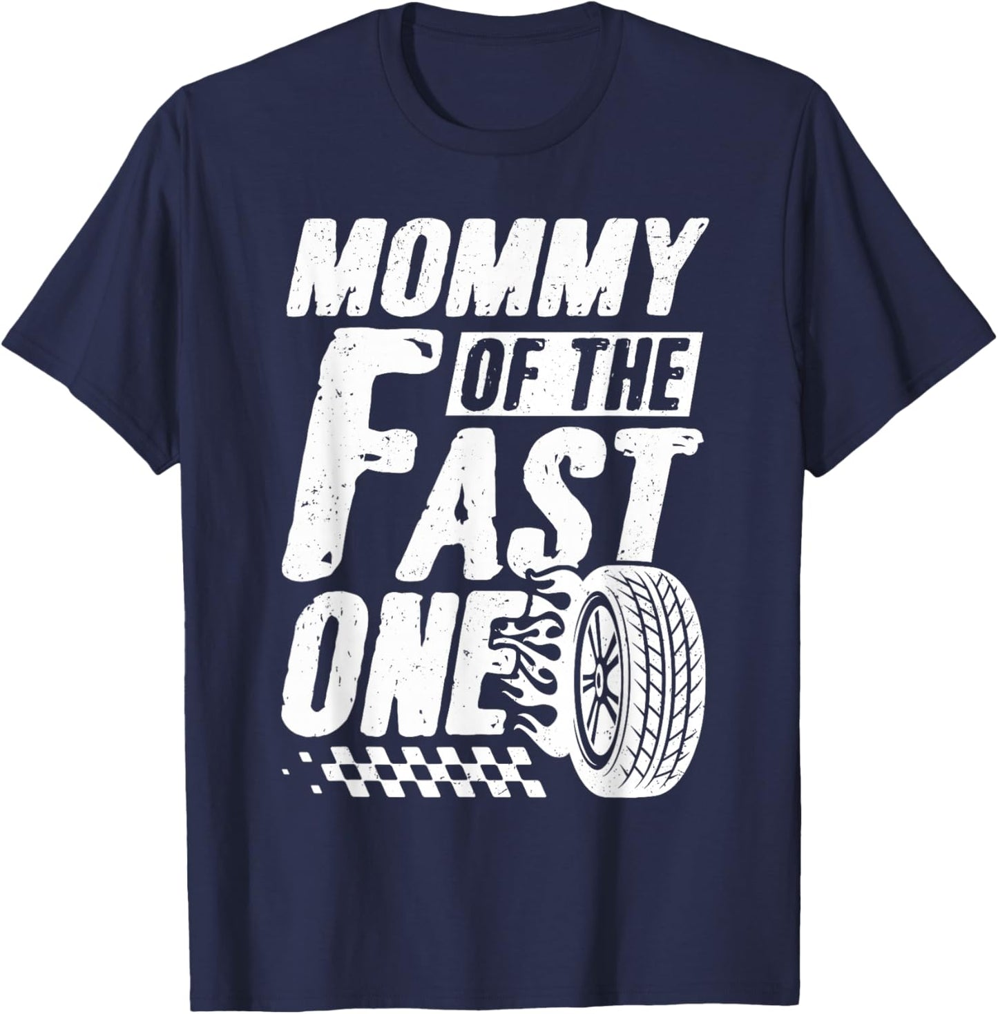 Mommy of The Fast One First Birthday Racing Car T-Shirt - T-Shirt | Navy