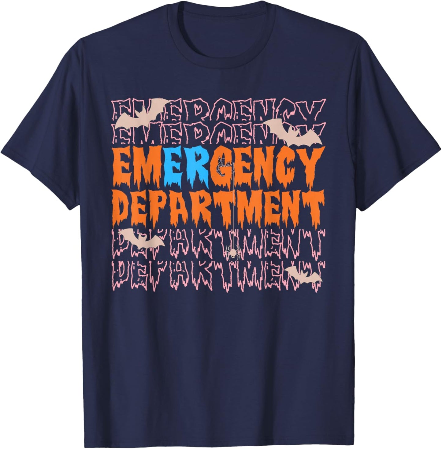 Emergency Department Halloween Spooky ER Nurse & Doctor T-Shirt - T-Shirt | Navy