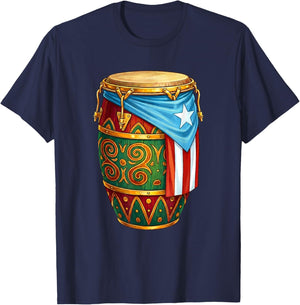 Puerto Rico Flag Barril de Bomba Drum Musical Instrument T-Shirt - T-Shirt | Navy
