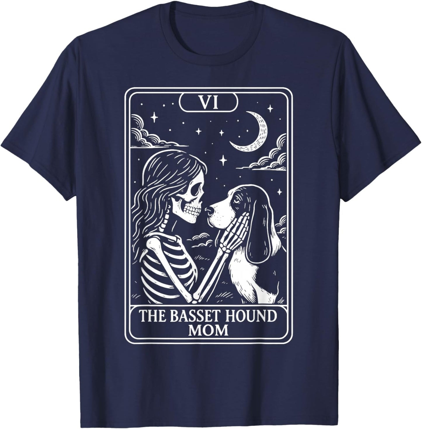 The Basset Hound Mom Tarot Card T-Shirt - T-Shirt | Navy