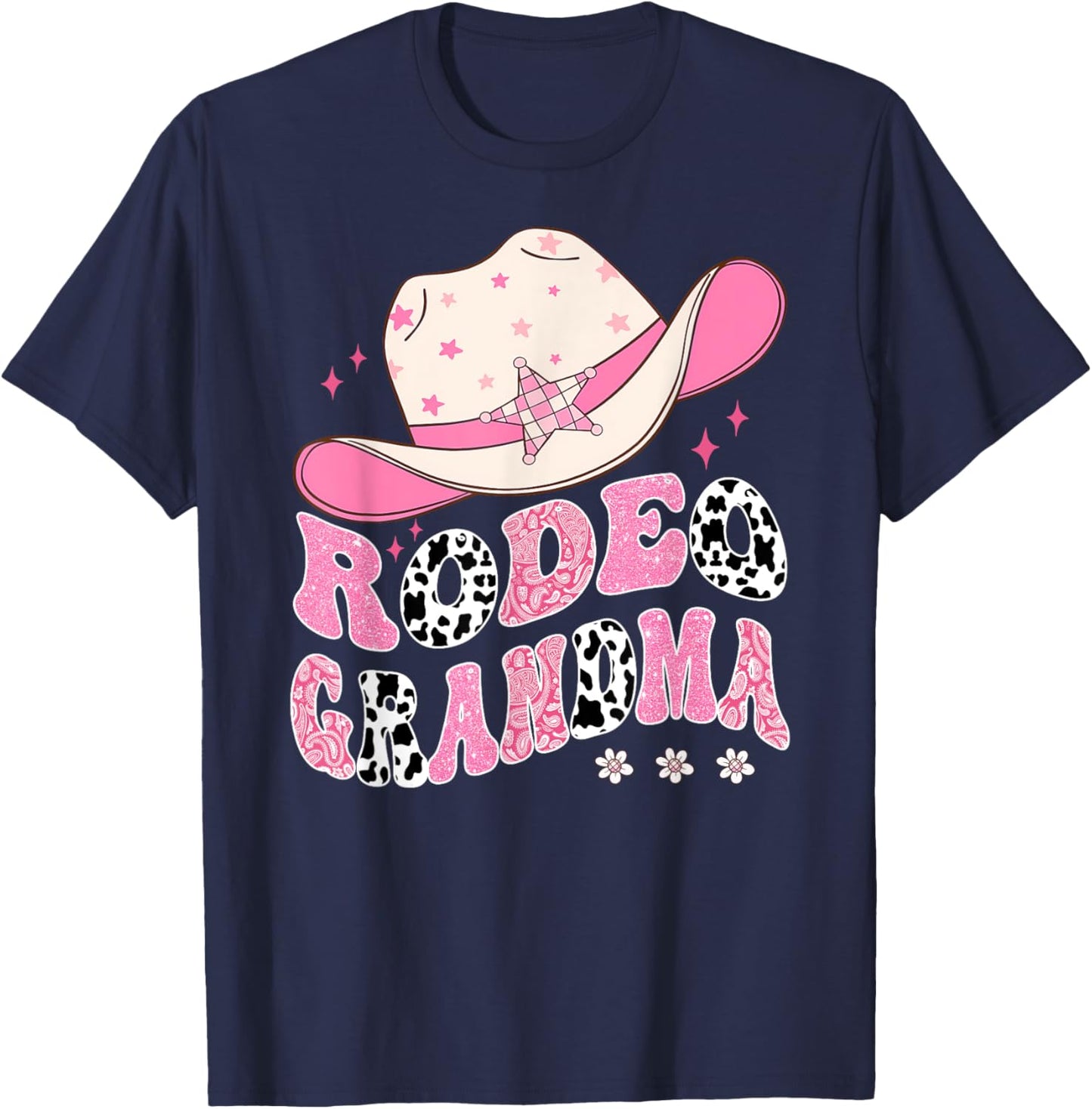 Rodeo Grandma Pink CowGirl 1St Birthday Family Matching T-Shirt - T-Shirt | Navy