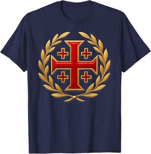 Epic Jerusalem Cross - Christian Templars T-Shirt - T-Shirt | Navy