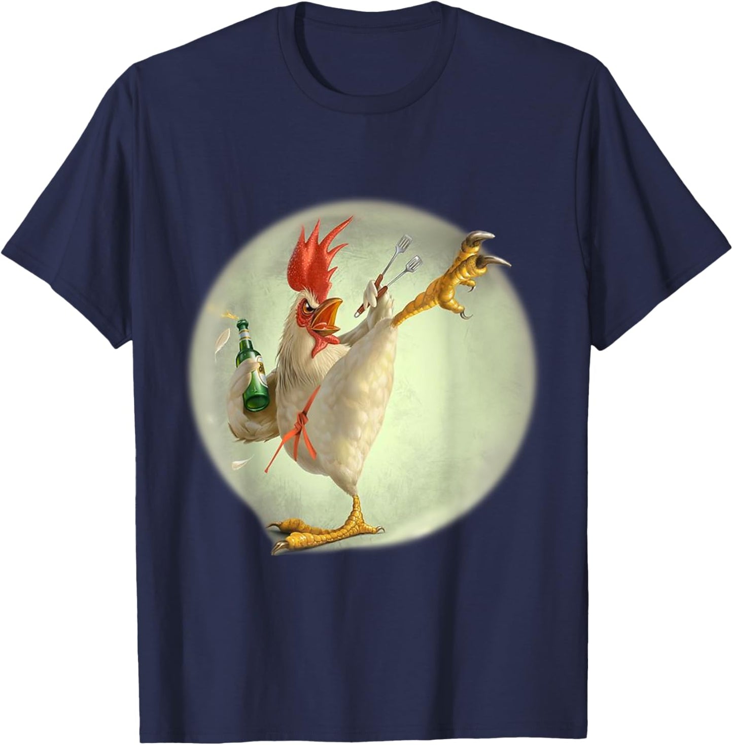 Eagerlys Funny Chicken Kungfu Art Drinking Drunk - Rooster T-Shirt - T-Shirt | Navy