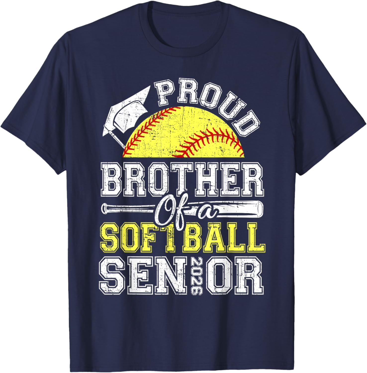 Proud Brother of A 2026 Senior Softball Graduate T-Shirt - T-Shirt | Navy
