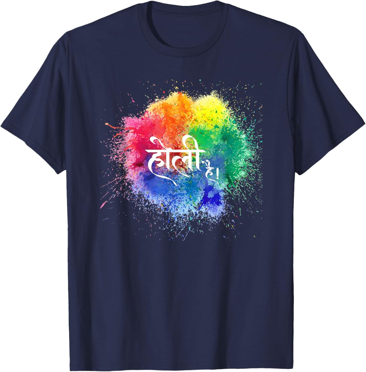 Holi Hai Color Splash Festival of Colors Celebration T-Shirt - T-Shirt | Navy
