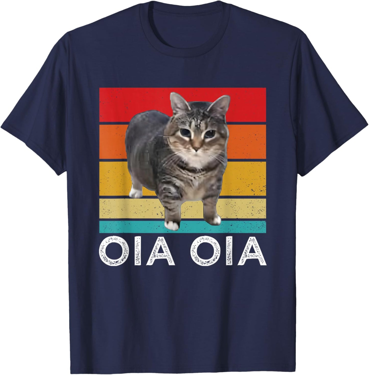Oia Cat Meme I Wake Up Engage Tomfoolery Oiia Cat Spinnin , Black, S T-Shirt - T-Shirt | Navy