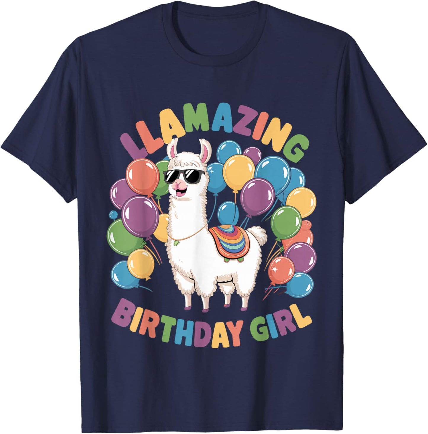 Llama Birthday LLamazing Party Alpaca Balloons T-Shirt - T-Shirt | Navy