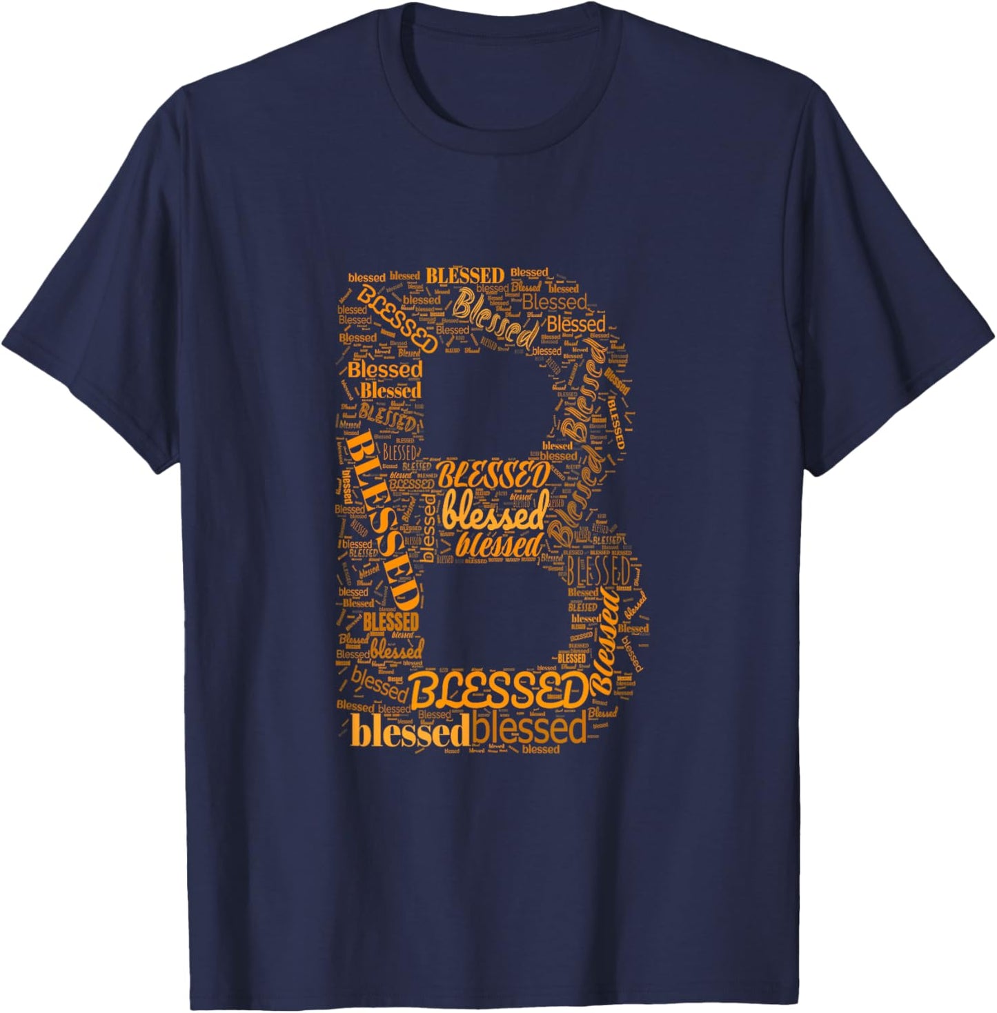 Orange B - Blessed In Countless Ways Orange Graphic T-Shirt - T-Shirt | Navy