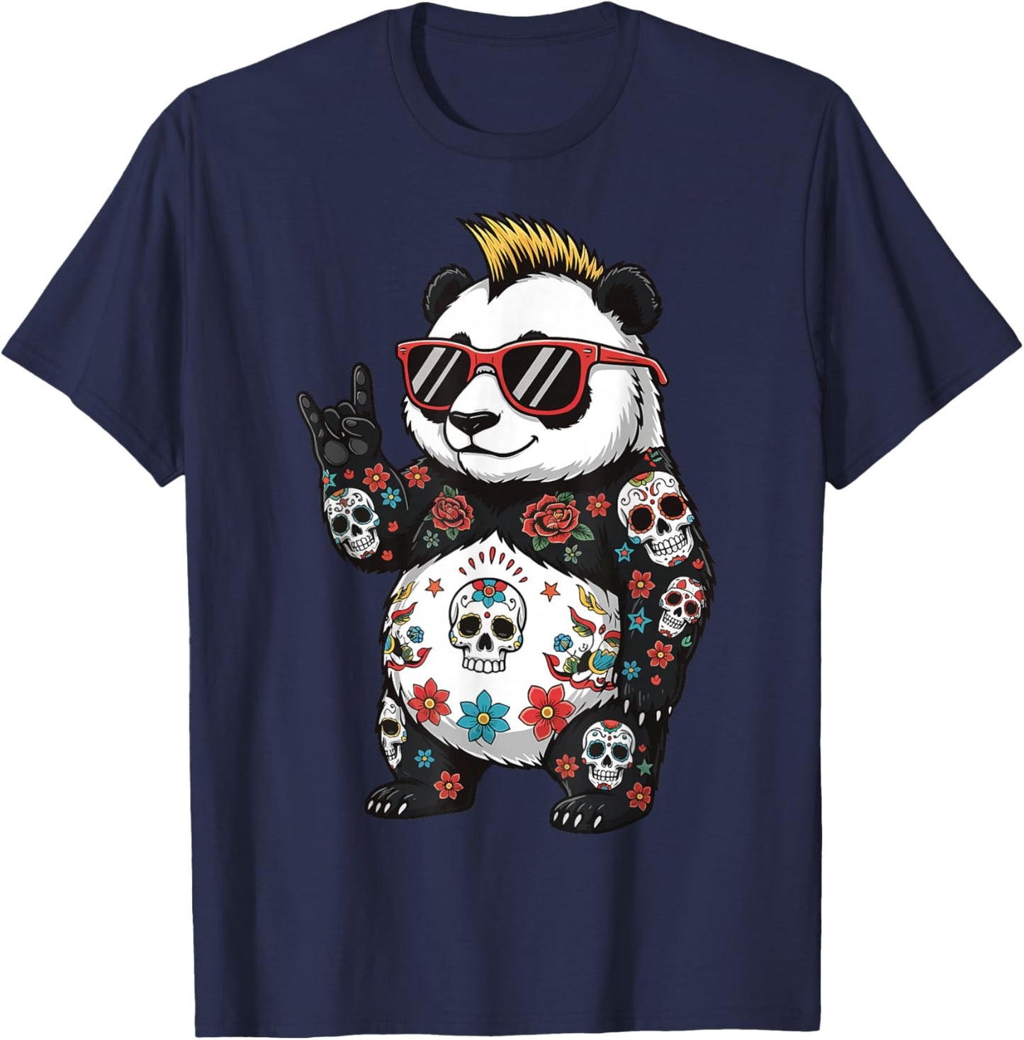 Panda Punk Rock Heavy Metal Rodent T-Shirt - T-Shirt | Navy