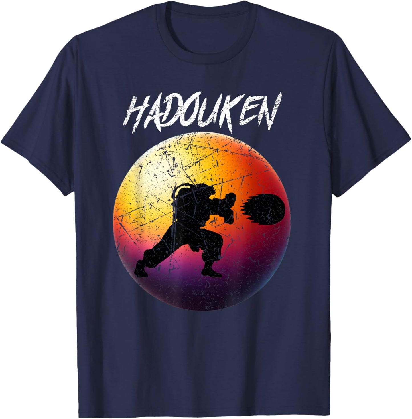 Retro Vintage Hadouken Fighter T-Shirt - T-Shirt | Navy