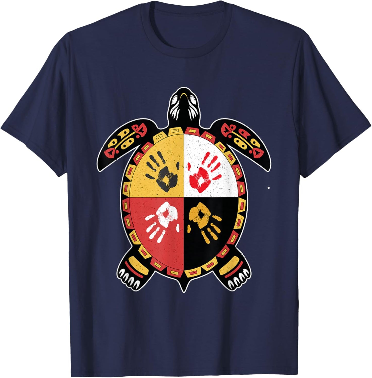 Medicine Wheel Turtle MMIW indigenous Native American T-Shirt - T-Shirt | Navy