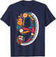 Musical Instruments Theme 9th Birthday Musician Music Player T-Shirt - T-Shirt | Navy