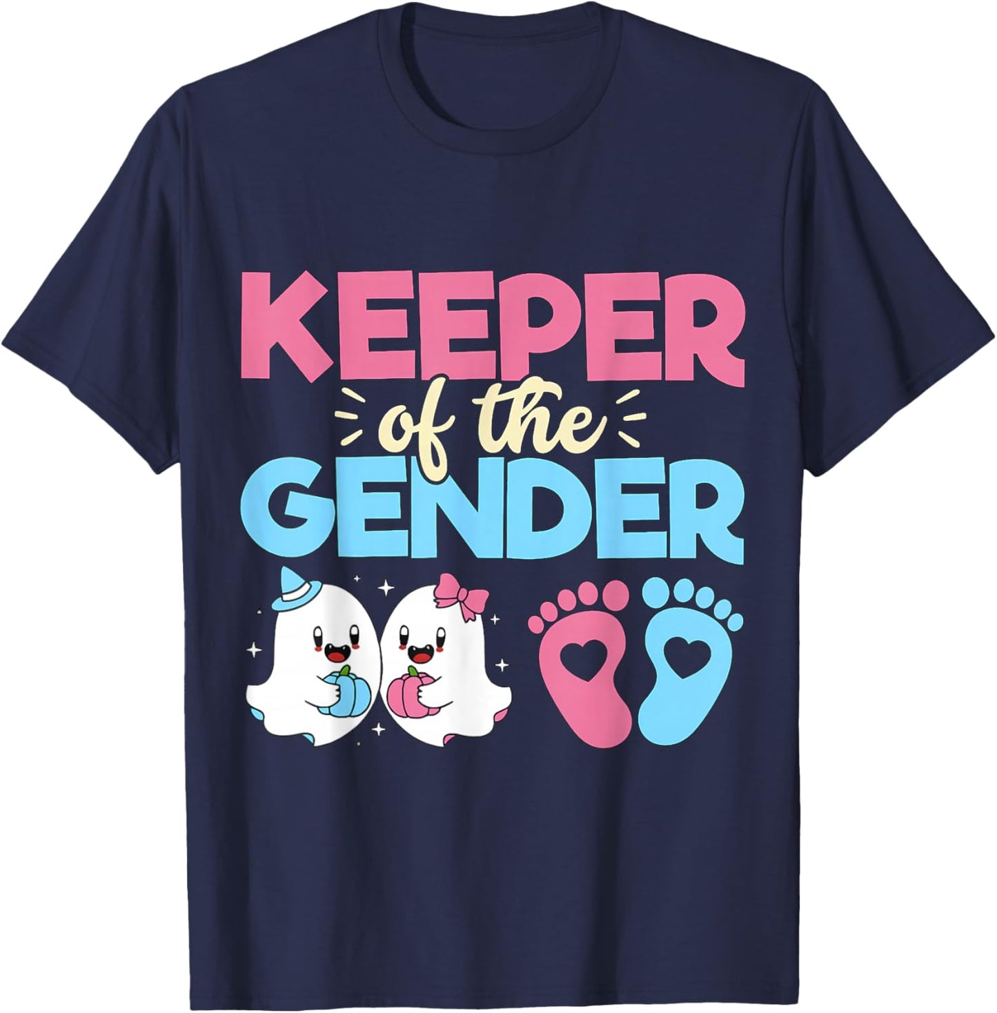 Keeper of The Gender Pumpkin Halloween Baby Gender Reveal T-Shirt - T-Shirt | Navy