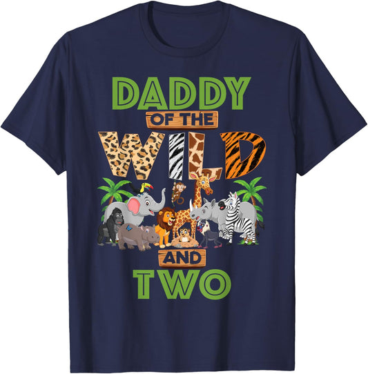 2nd Birthday Zoo Safari Jungle Daddy Of The Wild and Two T-Shirt - T-Shirt | Navy
