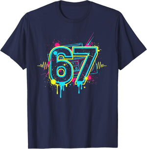Funny Six Seven 6 7 Meme Graffiti Men Women Girls T Shirt T-Shirt - T-Shirt | Navy