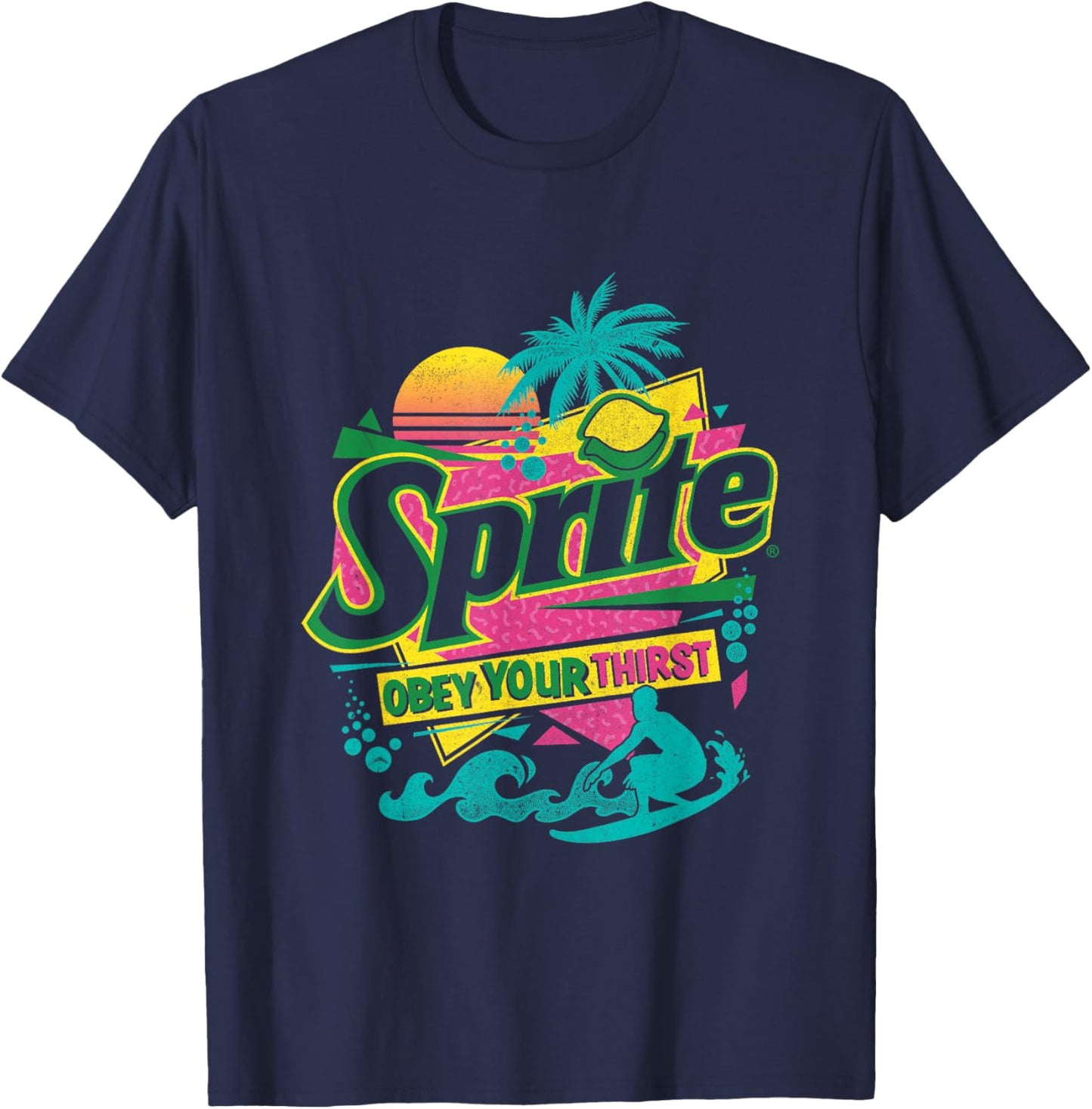Sprite Retro 90s Beach Obey Your Thirst Men Women T-Shirt - T-Shirt | Navy