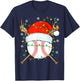 Santa Baseball Ball Xmas Lights Christmas Baseball Player T-Shirt - T-Shirt | Navy