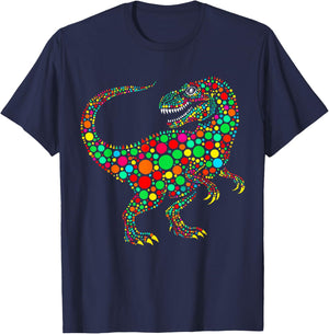 Happy Dot Day Colorful Polka Dot Dinosaur Toddler Boys Kids T-Shirt - T-Shirt | Navy