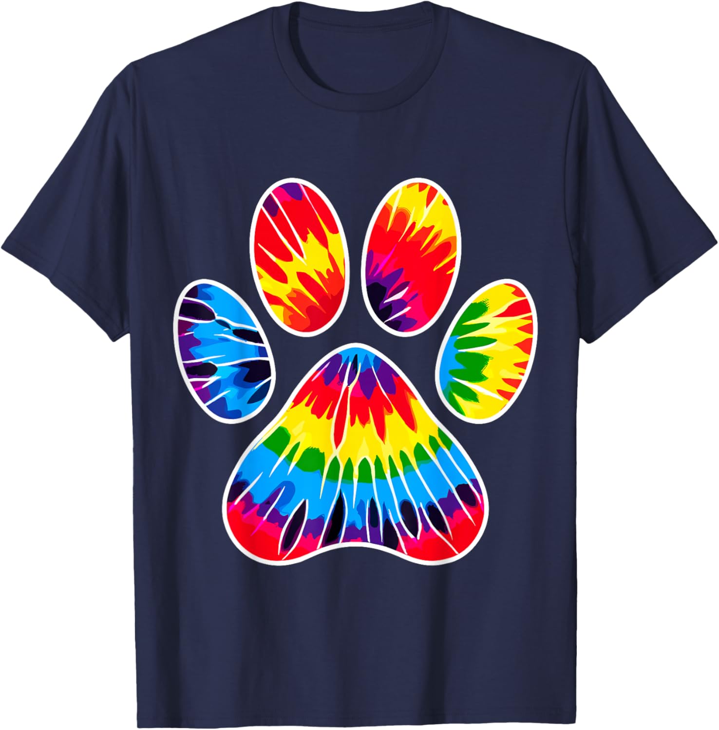 Tie-Dye Dog Paw T-Shirt - T-Shirt | Navy