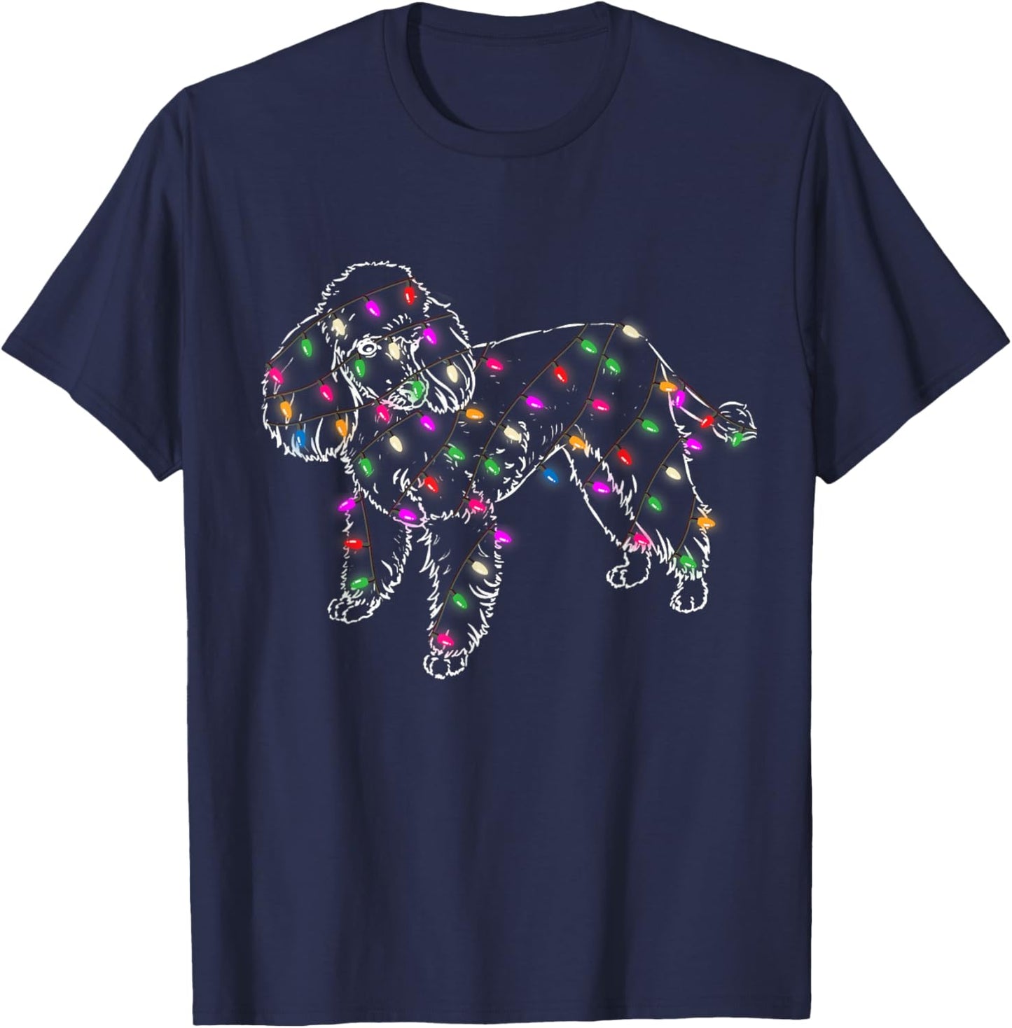 Funny Poodle Dogs Light Christmas Pet Animal Dog Gifts Men Women Kids T-Shirt - T-Shirt | Navy