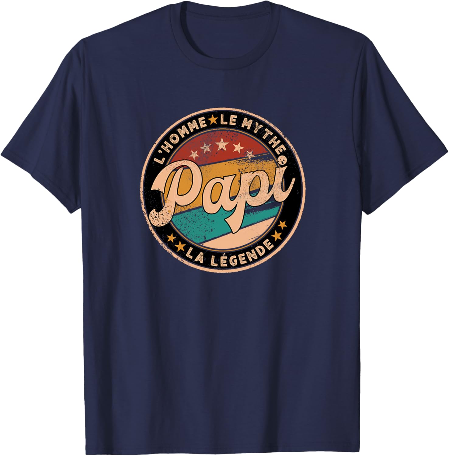 Papi Homme Mythe Légende Idée-Cadeau Papy Humour Grand-Père Haut de Gamme T-Shirt - T-Shirt | Navy