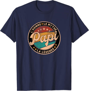 Papi Homme Mythe Légende Idée-Cadeau Papy Humour Grand-Père Haut de Gamme T-Shirt - T-Shirt | Navy
