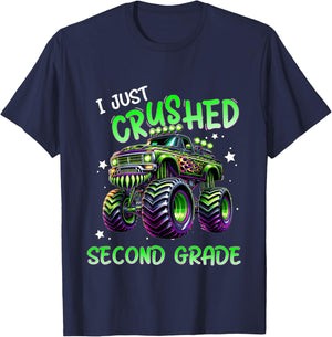 Kids I Just Crushed Second Grade Monster Truck Last Day of School T-Shirt - T-Shirt | Navy