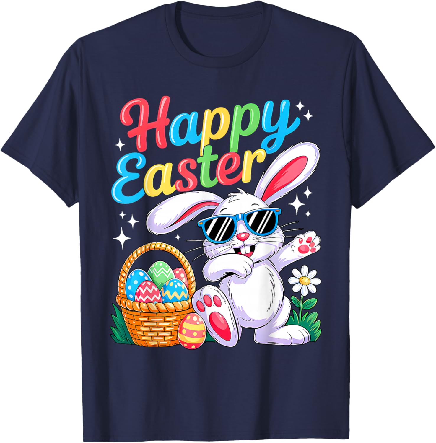 Funny Dabbing Bunny Easter Happy Easter for Boys Girls Kids T-Shirt - T-Shirt | Navy