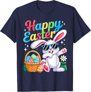 Funny Dabbing Bunny Easter Happy Easter for Boys Girls Kids T-Shirt - T-Shirt | Navy