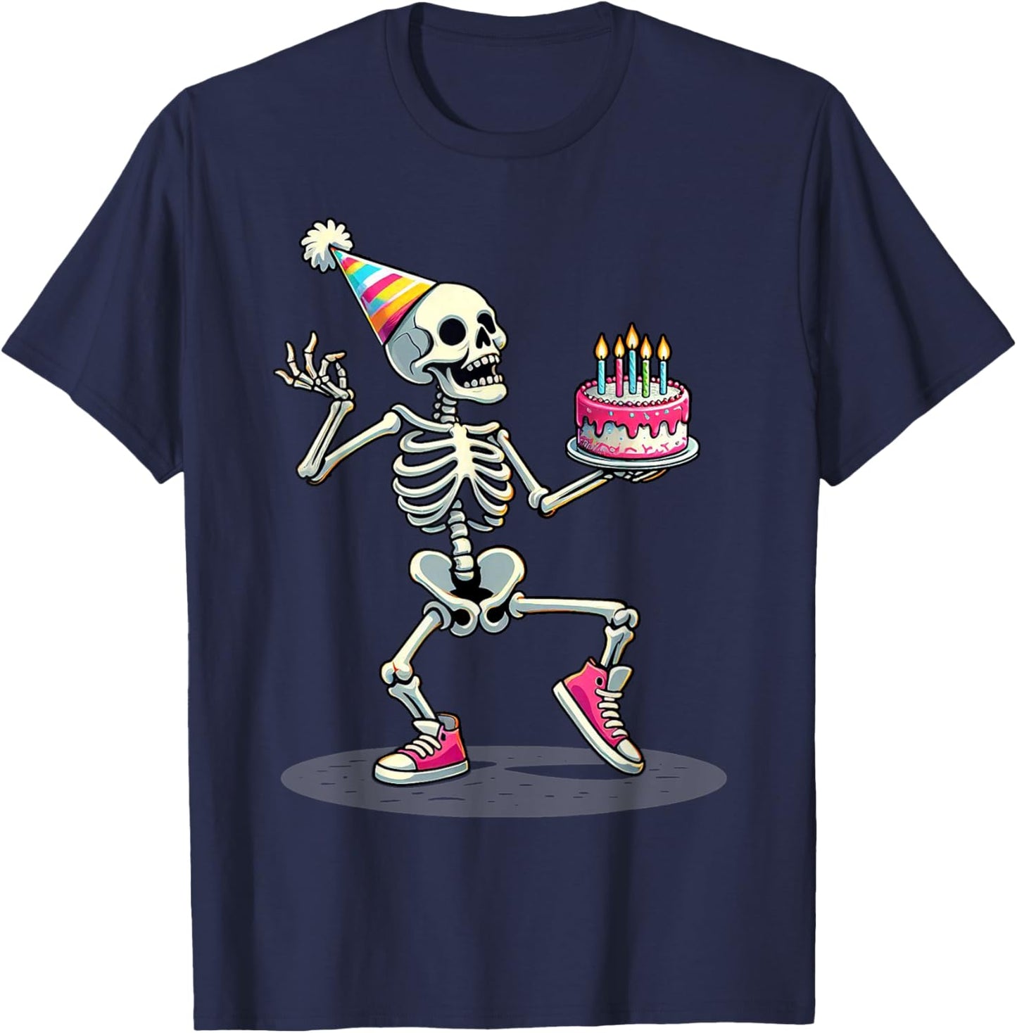 Funny Halloween Birthday Party Halloween Skeleton Birthday T-Shirt - T-Shirt | Navy