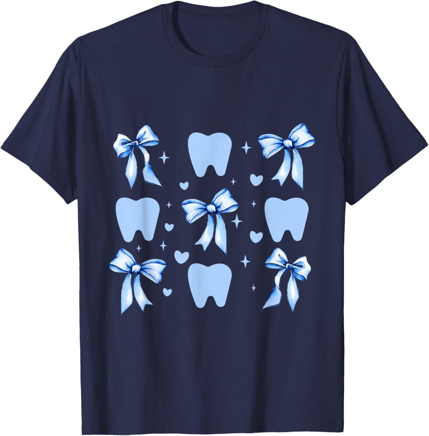 Cute Tooth Dental Assistant Coquette Bow Hygiene Oral RDH T-Shirt - T-Shirt | Navy