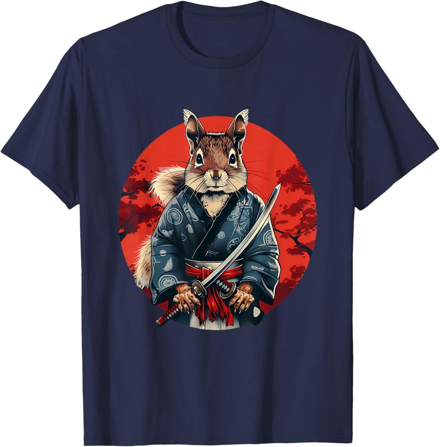 Japanese Samurai Squirrel Japanese Warrior Samurai Squirrel T-Shirt - T-Shirt | Navy
