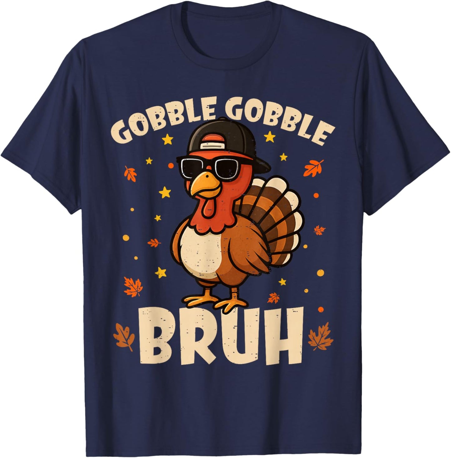Bruh Funny Thanksgiving Turkey Gobble Shirt Boys Girls Kids T-Shirt - T-Shirt | Navy