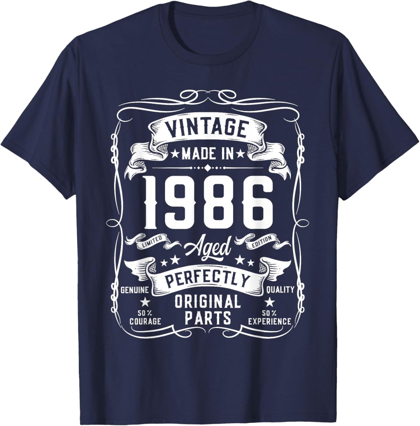 Vintage 1986 40yr 40th Birthday Gifts 40 Years Old T-Shirt - T-Shirt | Navy