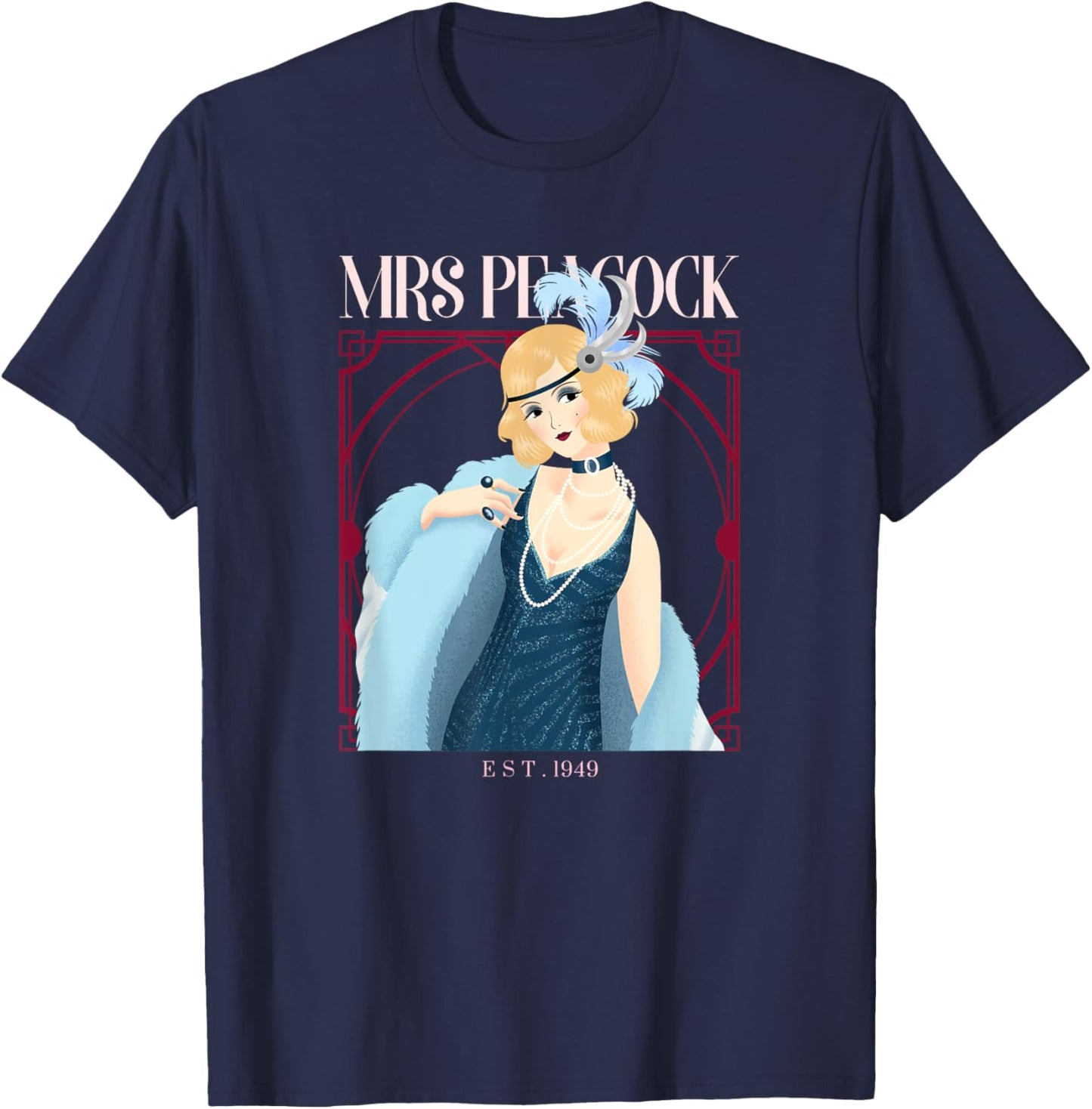 Mrs Peacock - Clue game T-Shirt - T-Shirt | Navy