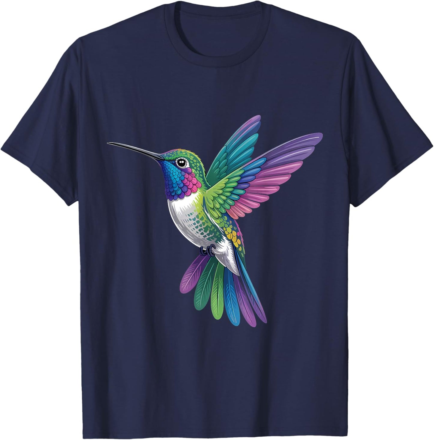 Hummingbird Lover Portrait Artwork Tropical Animal Art T-Shirt - T-Shirt | Navy