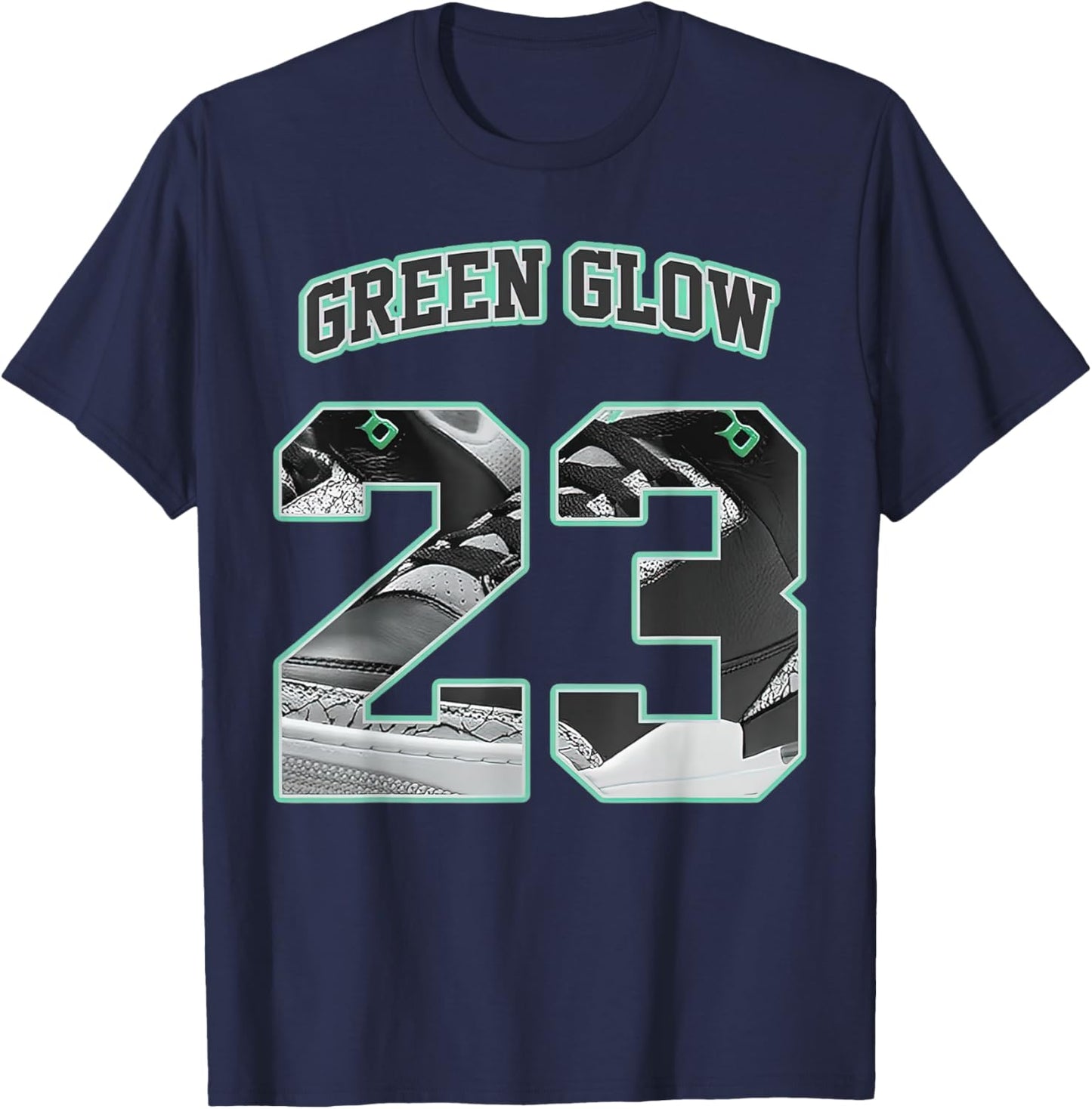 Number 23 Black Green Glow 3s Loser Lover Matching Retro T-Shirt - T-Shirt | Navy