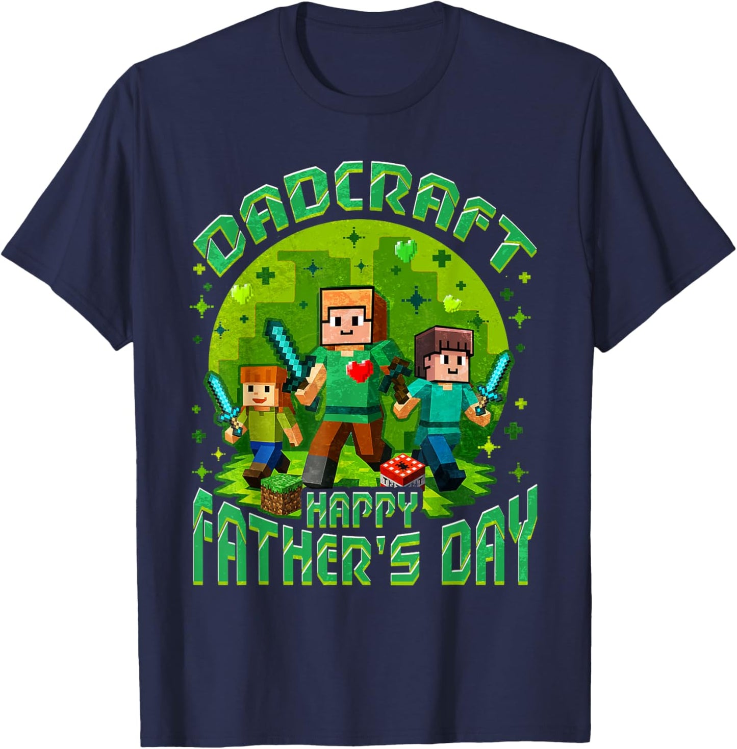 Dad Pixel Gaming Funny Father's Day T-Shirt - T-Shirt | Navy