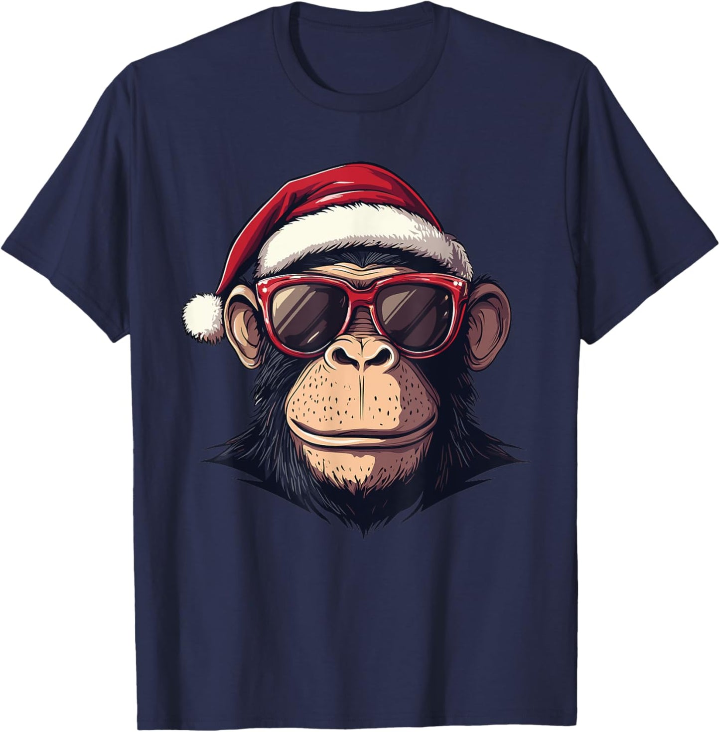Monkey Santa Hat chimpanzee Monkey Lovers Christmas Pajama T-Shirt - T-Shirt | Navy