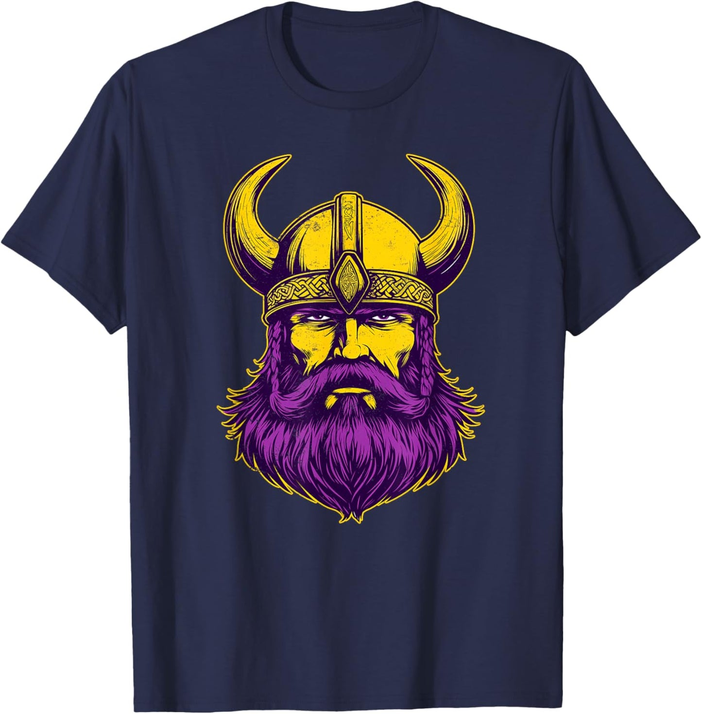 Viking Warrior Helmet Men Distressed Nordic Viking Purple T-Shirt - T-Shirt | Navy