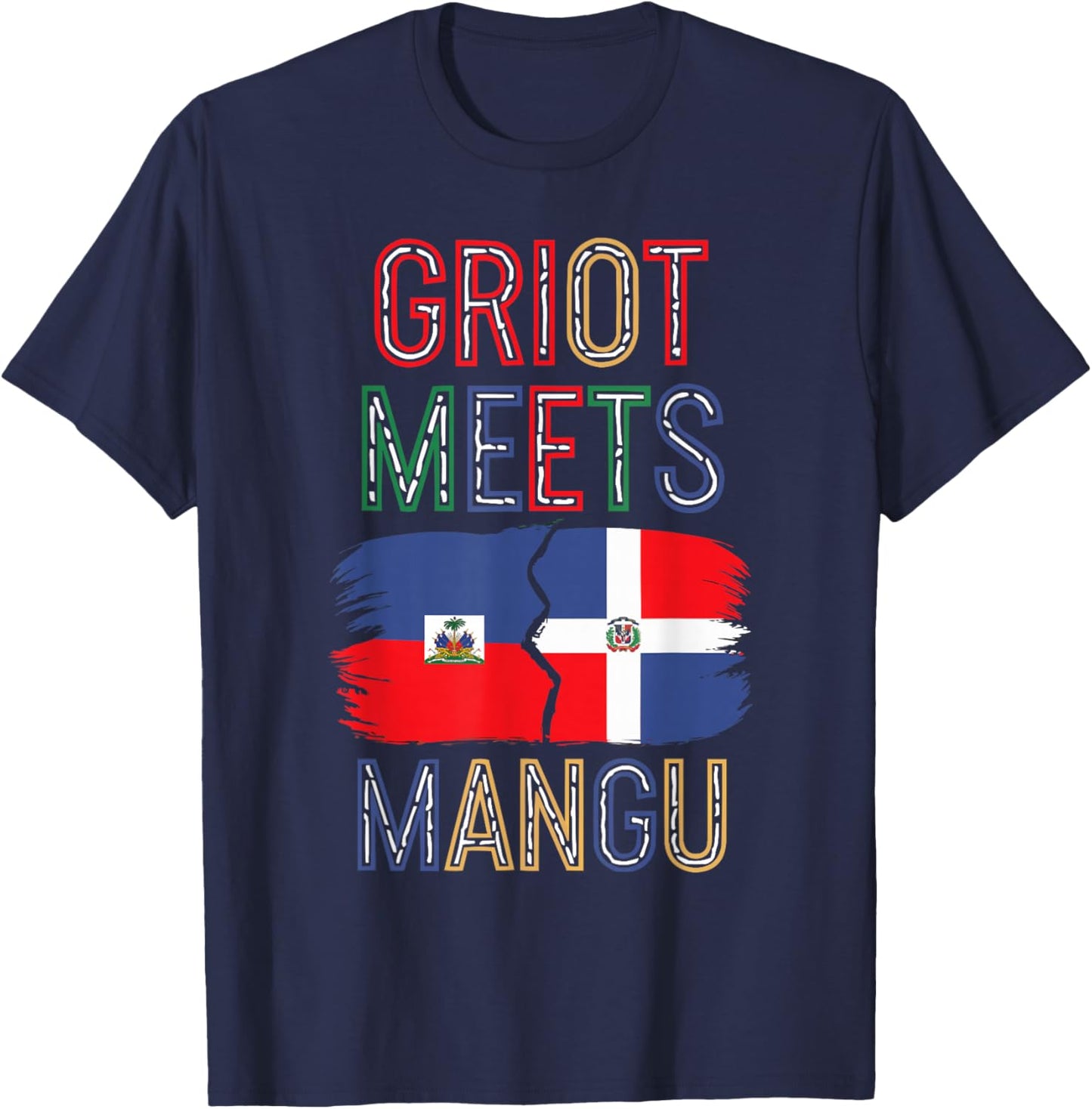 Half Haitian Half Dominican Republic Flag Haiti T-Shirt - T-Shirt | Navy