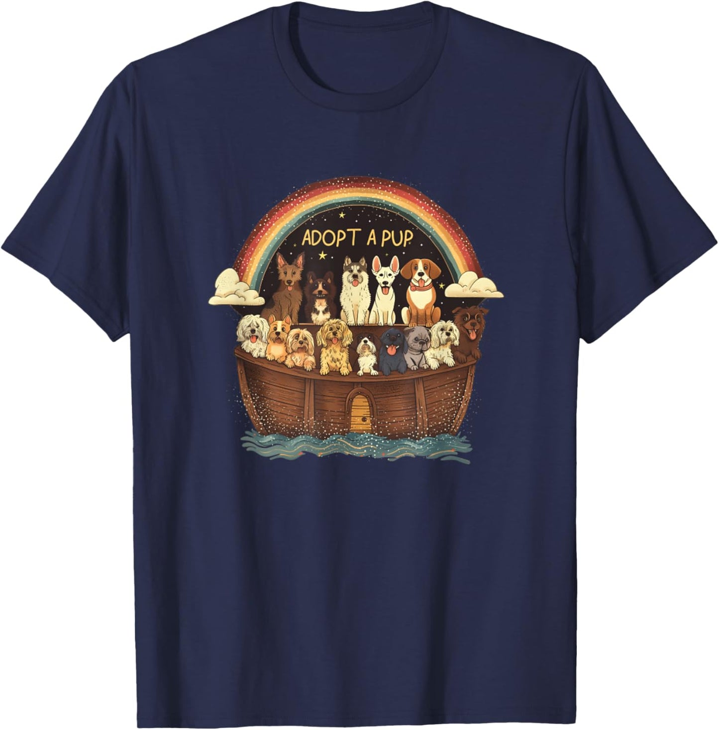 Noah's Ark Dogs Breeds Religious Christian Dog Lover Bible Men Women T-Shirt - T-Shirt | Navy