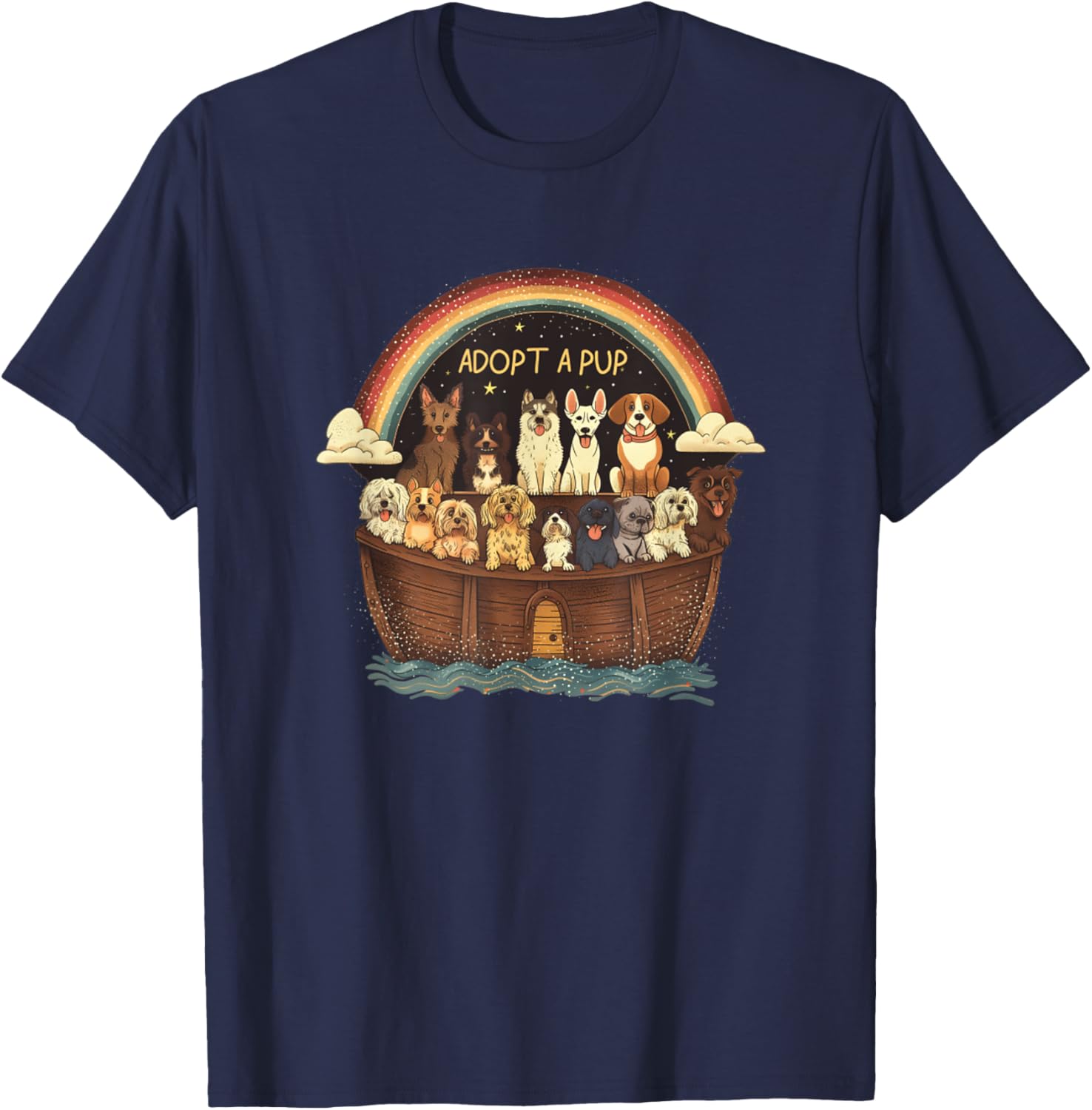 Noah's Ark Dogs Breeds Religious Christian Dog Lover Bible Men Women T-Shirt - T-Shirt | Navy